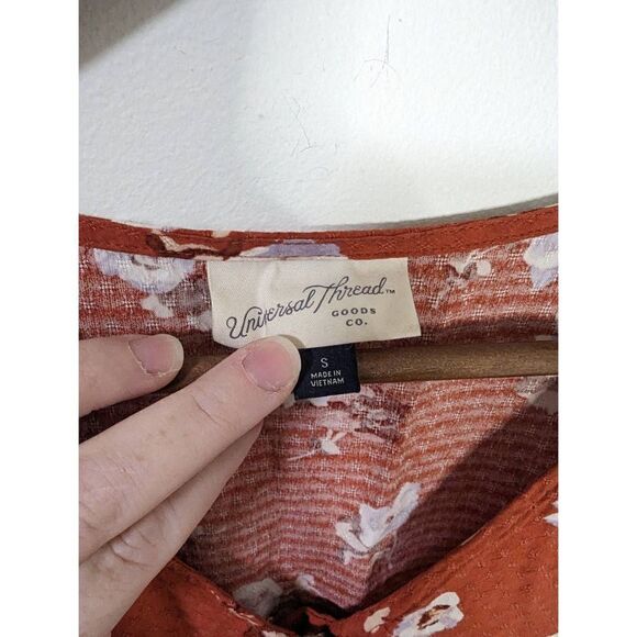 Universal Thread Orange Floral Button-Up Dress - Size Small - Picture 7 of 8